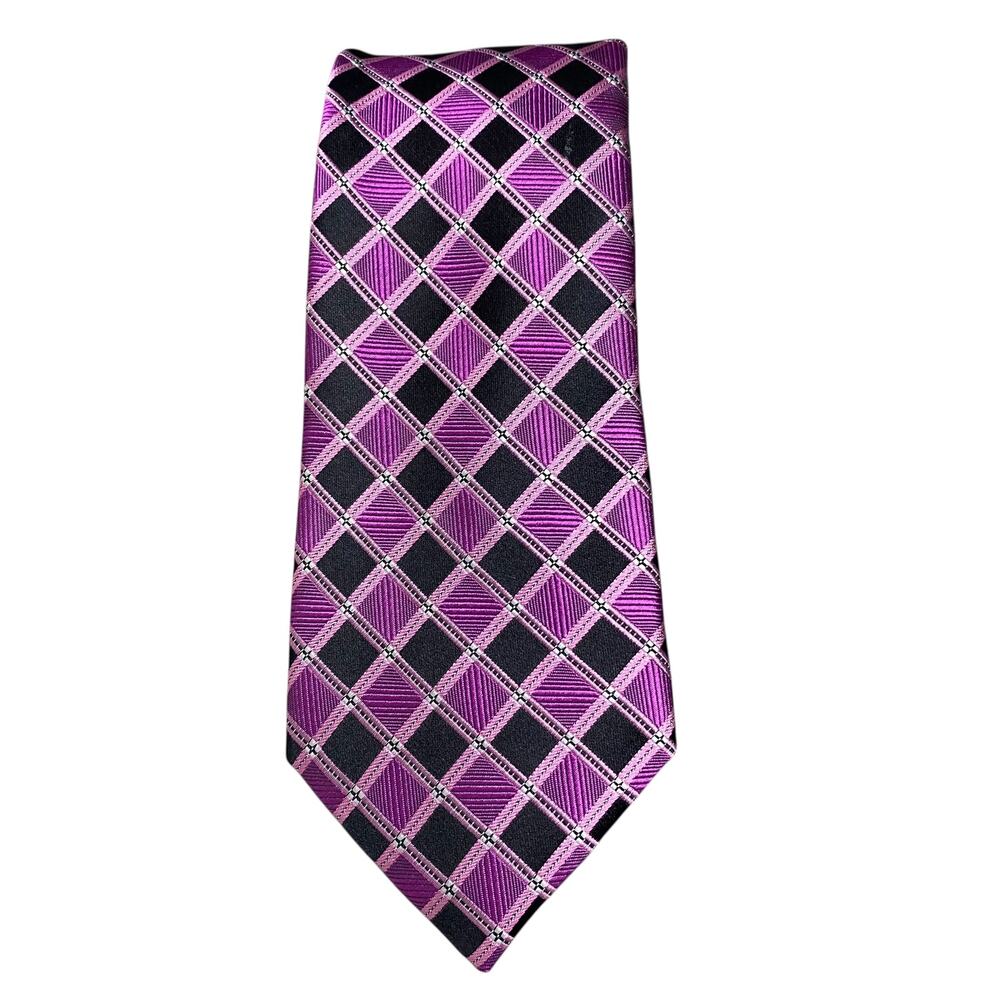 SEAN JOHN 100% Silk Tie Men's Purple Black Pink Necktie